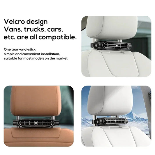 Upgraded Car Headrest Fan, Portable Car Seat Fan for Front Rear Seat Passenger,3 Speeds Adjustable USB Power Cooling Air Fan