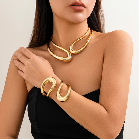 Exaggerated Heavy Metal Big Open Torques Choker Necklace