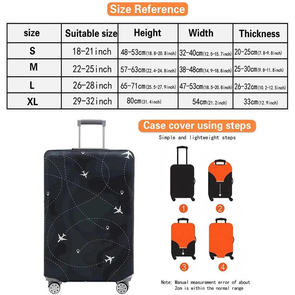 Luggage Compartment Protective Cover White Letter Series Black Wear Resistant Fabric Dust Cover for18-32 Inch Travel Case Covers