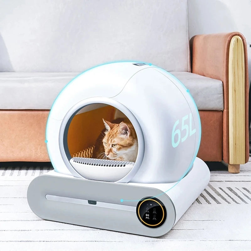 65L Automatic Smart Cat Litter Box Self Cleaning Fully Enclosed Large Cat Toilet Litter Tray