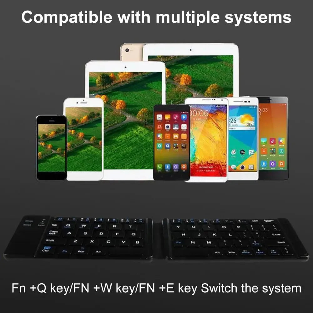 Wireless Folding Keyboard Rechargeable Foldable Bluetooth Keyboard for iPad IOS/Android/Windows Tablet