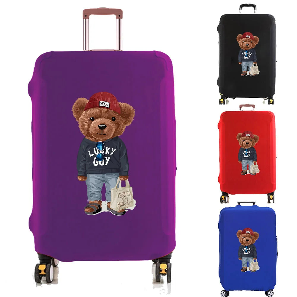 Luggage Cover Suitcase Protector Thicken Elasticity Dust Cover Anti-shopper Bear Print Scratch Protective Set 18-32 Inch Trolley