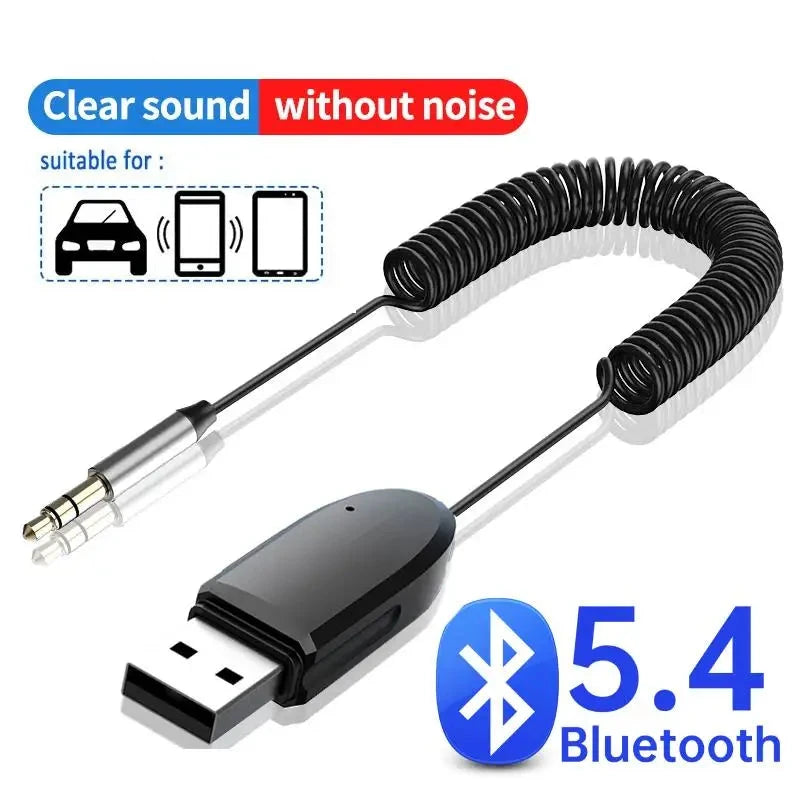 Bluetooth 5.4 Aux Adapter Trådløs bil Bluetooth 5.0-mottaker USB til 3,5 mm jack Audio Music Mic Håndfri for bilhøyttaler