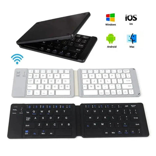 Wireless Folding Keyboard Rechargeable Foldable Bluetooth Keyboard for iPad IOS/Android/Windows Tablet