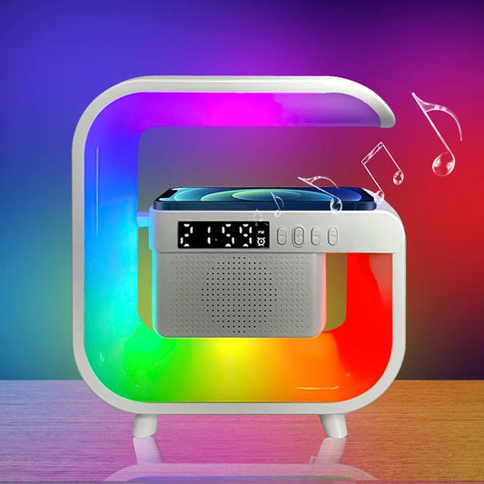 Bluetooth 5.0 Speaker Multifunction Wireless Charger Stand FM TF RGB Night Light Fast Charging Station For IPhone Samsung Xiaomi