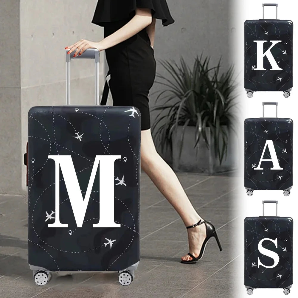 Luggage Compartment Protective Cover White Letter Series Black Wear Resistant Fabric Dust Cover for18-32 Inch Travel Case Covers