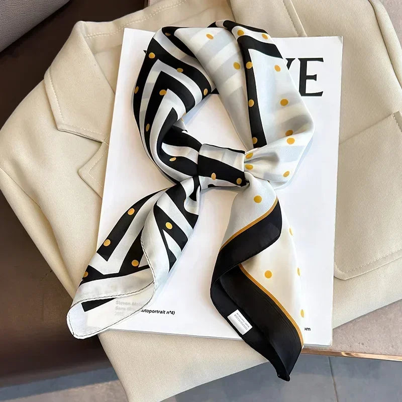 Luxury Design Print Silk Square Scarf Women