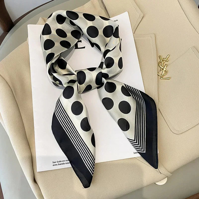 Luxury Design Print Silk Square Scarf Women