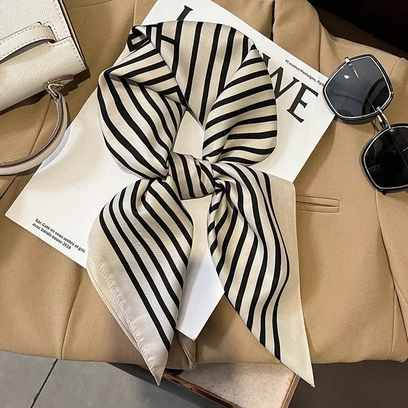 Luxury Design Print Silk Square Scarf Women