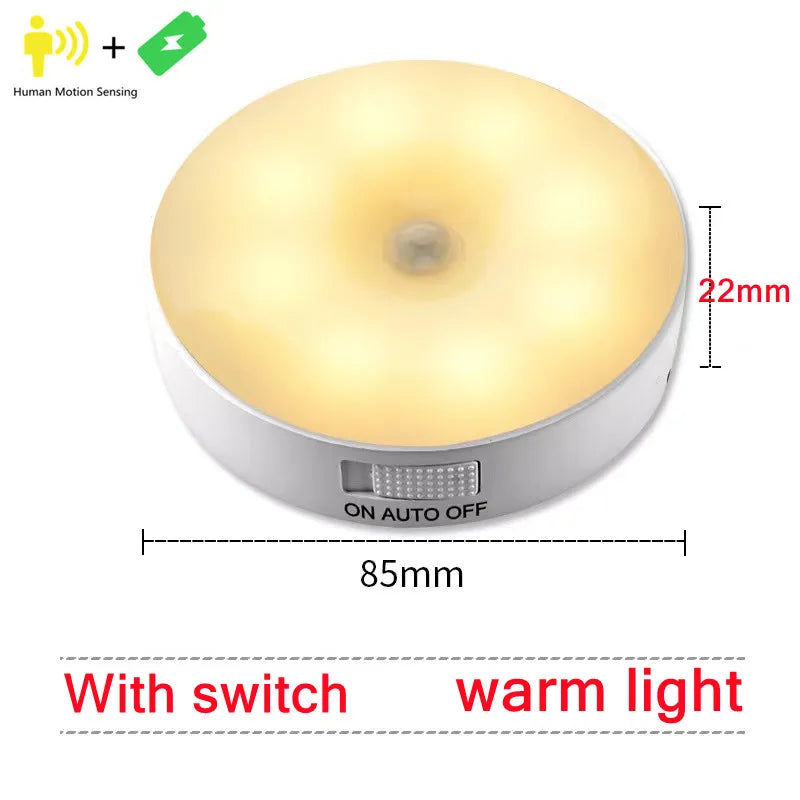 Bewegungssensor-Licht, LED-USB-Nachtlichter, wiederaufladbare Lampe für Schlafzimmer, Treppenhaus, Flur, Kleiderschrank, Schrankbeleuchtung