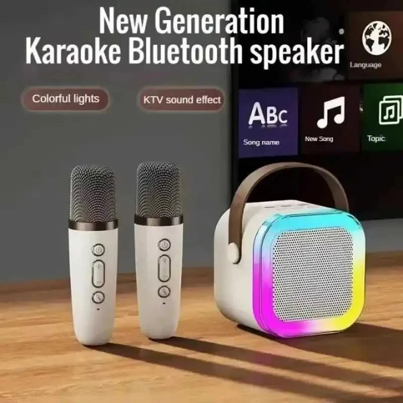 Karaoke Machine Portable K12 Bluetooth 5.3 PA Speaker System With 1-2 Wireless Microphones Home Family Singing Children's Gifts