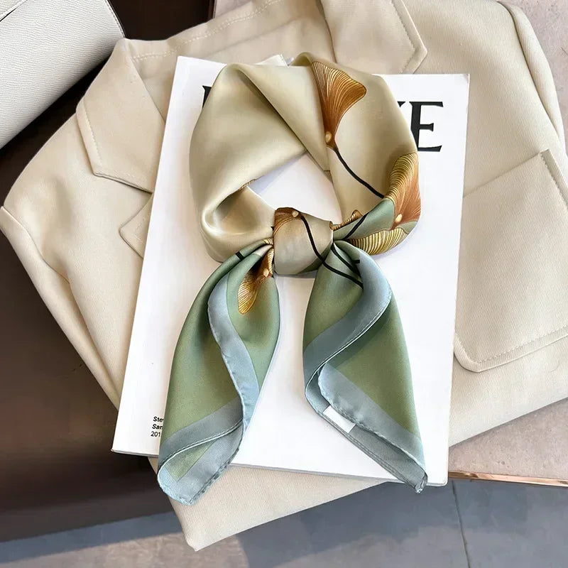 Luxury Design Print Silk Square Scarf Women