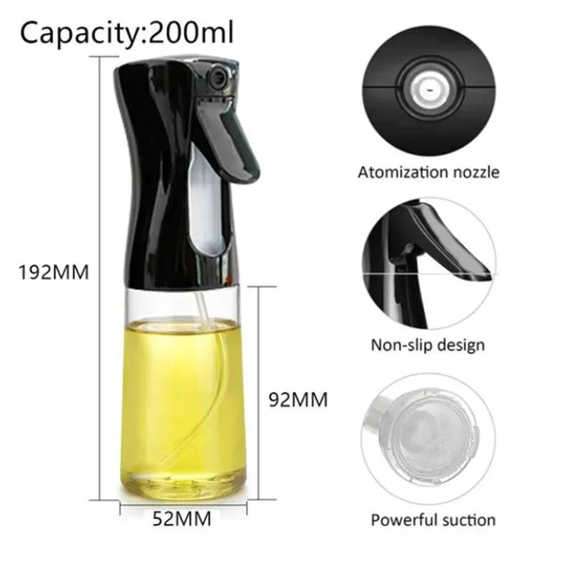 Olive Oil Sprayer Kitchen Accessories 200/300ml Baking Oil Spray for Air Fryer BBQ Cooking Vinegar and Oil Bottle Dispenser