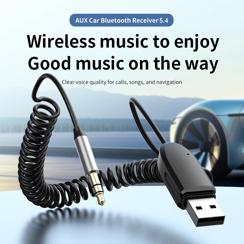 Bluetooth 5.4 Aux Adapter Trådløs bil Bluetooth 5.0-mottaker USB til 3,5 mm jack Audio Music Mic Håndfri for bilhøyttaler