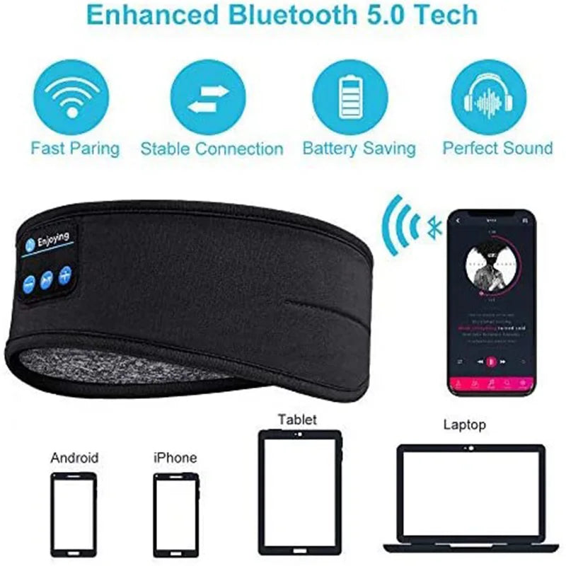 Sleeping Mask Eye Mask Headset Headband Soft Elastic Comfortable Wireless Music Bluetooth Headset Eye Mask