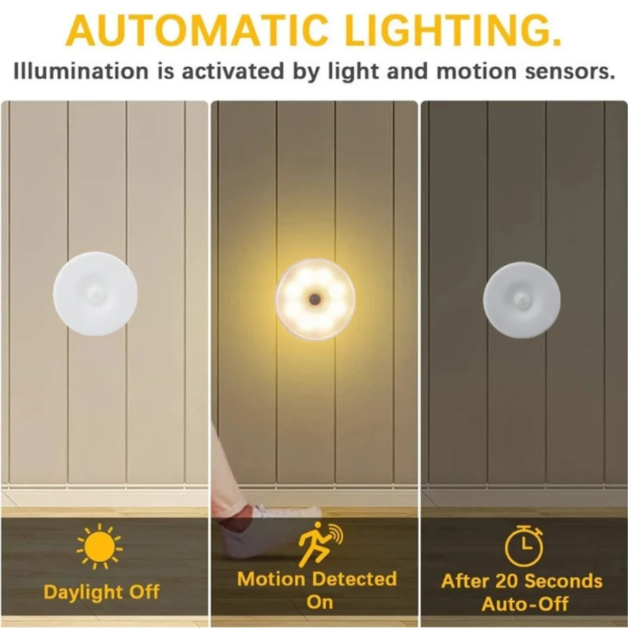 Bewegungssensor-Licht, LED-USB-Nachtlichter, wiederaufladbare Lampe für Schlafzimmer, Treppenhaus, Flur, Kleiderschrank, Schrankbeleuchtung