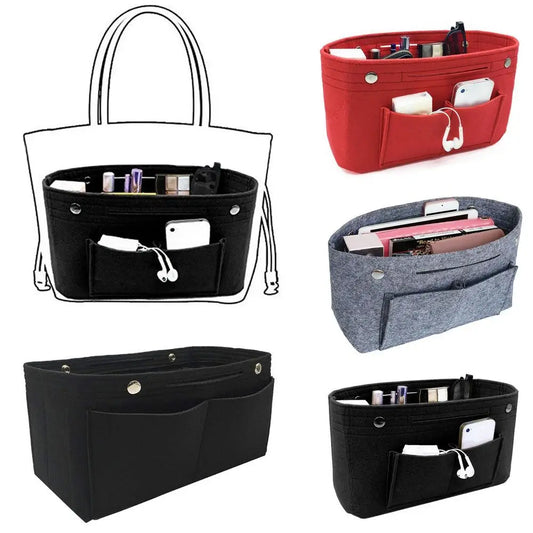 Women's Organizer Handbag Felt Travel Bag Insert Liner Purse Organizer Pouch